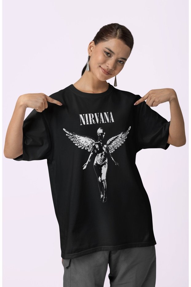 Design Nirvana Rock Metal Printed Unisex Oversize Music Band T-Shirt