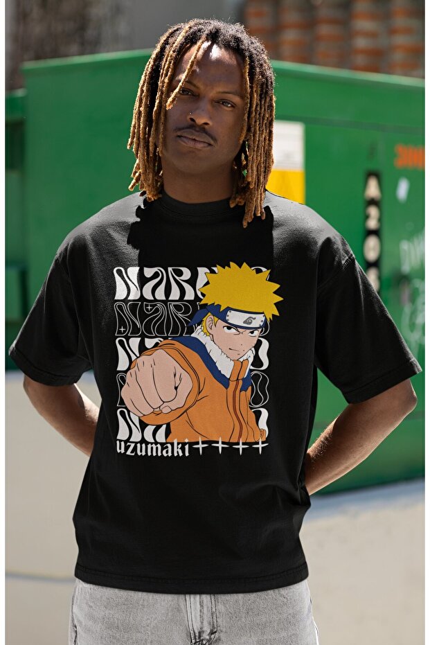 Design Naruto Uzumaki Printed Unisex Oversize Anime Character T-Shirt