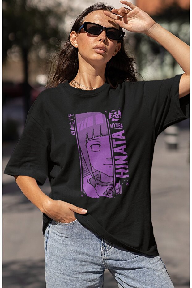 Design Hinata Hyuga Printed Unisex Oversize Naruto Anime Series Character T-Shirt