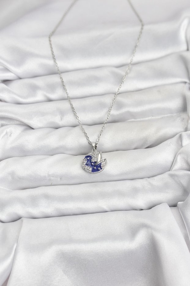Silver Steel Chain with Zircon Night Women's Necklace for Elegant Necks