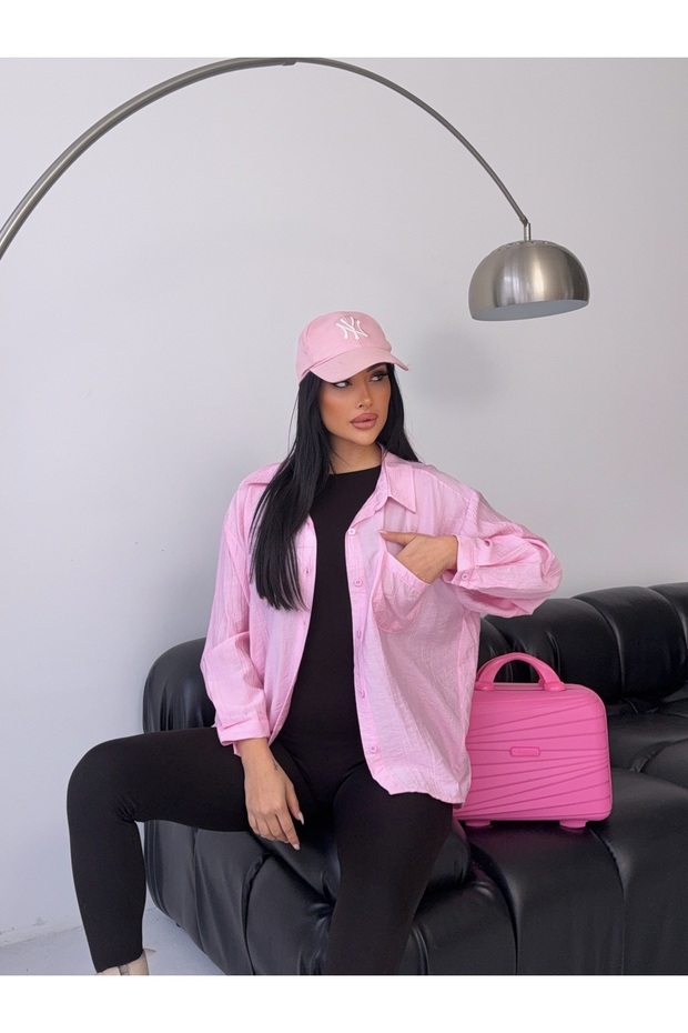 DÖKÜMLÜ OVERSİZE GÖMLEK - 4