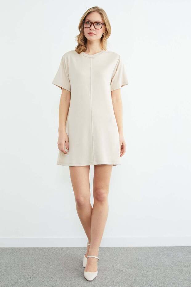 Basic Çimalı Mini Boy Modal Elbise - 2