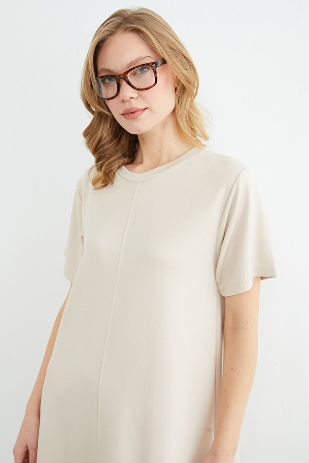 Basic Çimalı Mini Boy Modal Elbise - 7