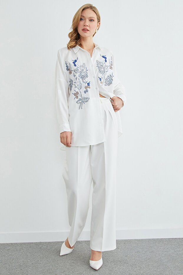 Fullamodest Nakışlı Pullu Gömlek - 4