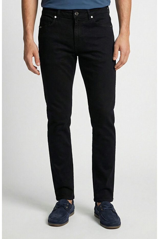 Siyah 5 Cep Denim Pantolon - 2