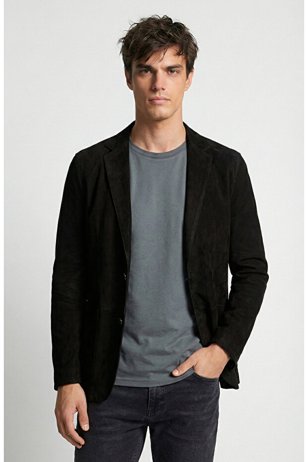 Siyah Çift Taraflı Deri Ceket - 1