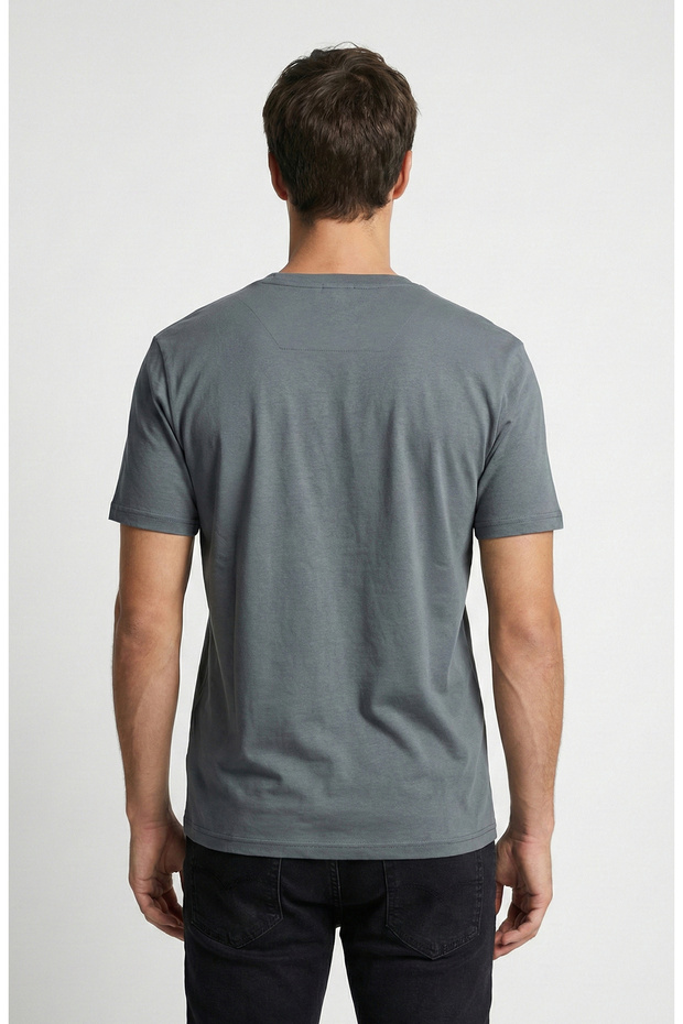 Antrasit Pike Desen Basic T-shirt - 3