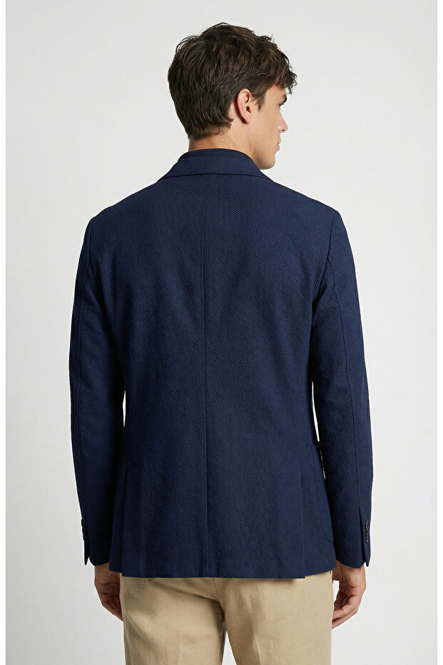 N-Tech Lacivert Çift Yırtmaç Örme Ceket - 3