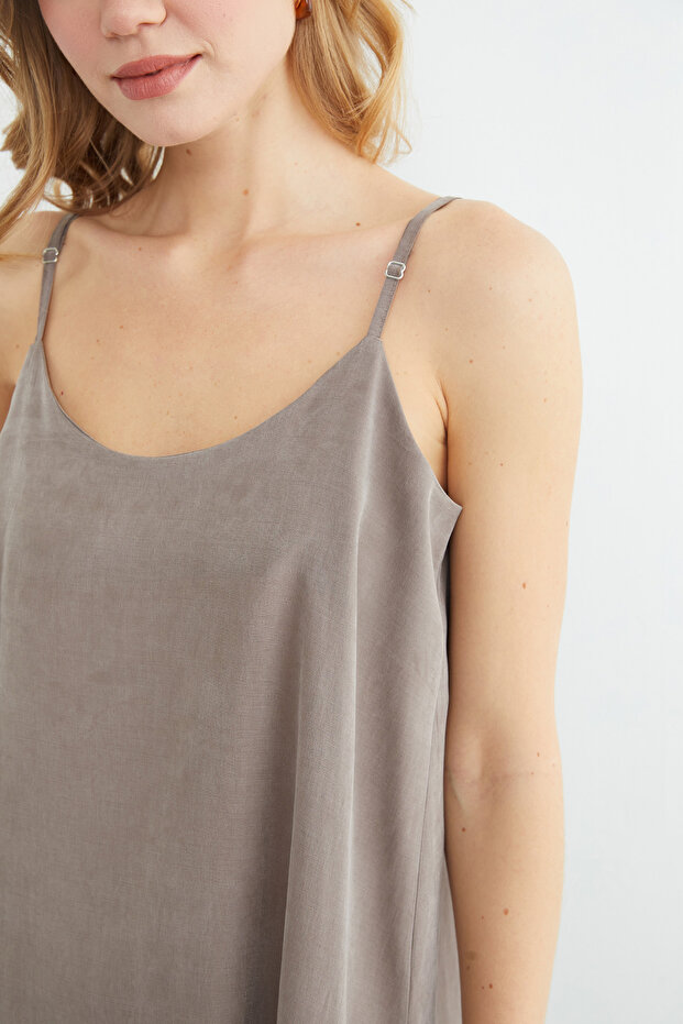 Basic İp Askılı Maxi Boy Elbise - 6