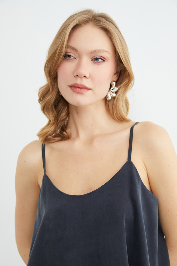 Basic İp Askılı Maxi Boy Elbise - 7