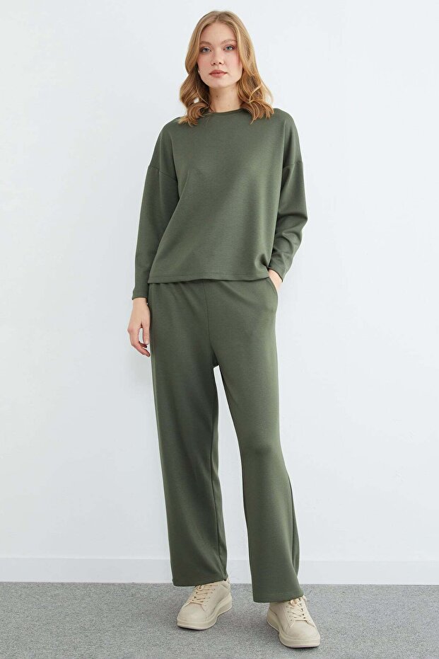 طقم مودال أساسي بأكمام طويلة مكون من قطعتين - 1