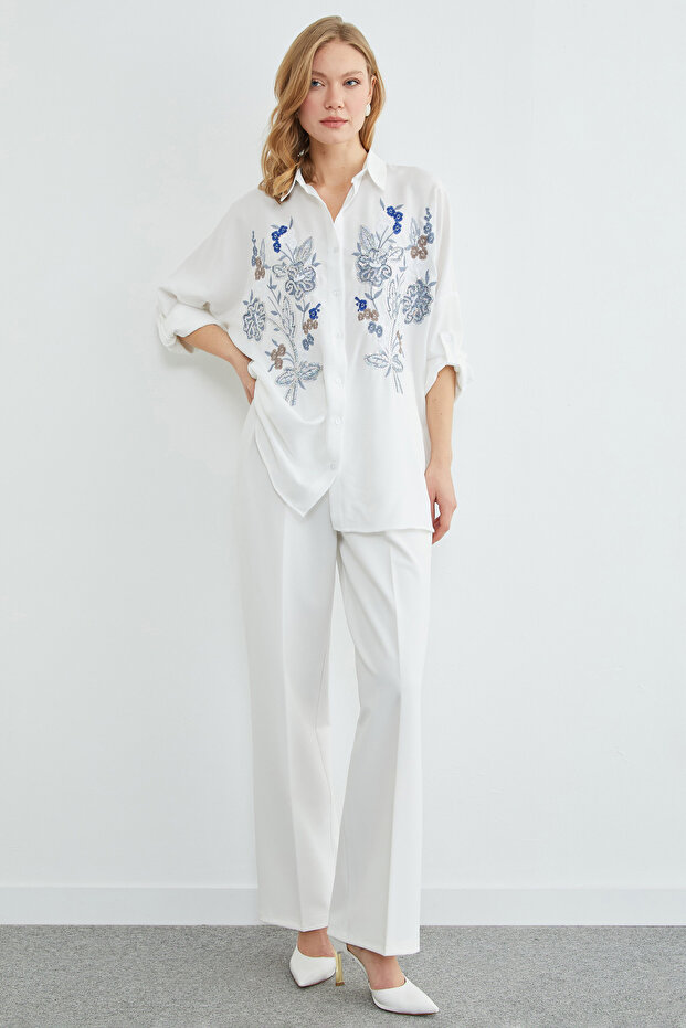 Fullamodest Nakışlı Pullu Gömlek - 7