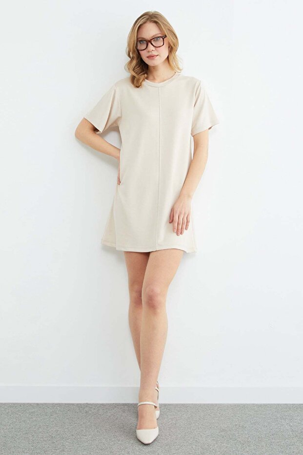 Basic Çimalı Mini Boy Modal Elbise - 5