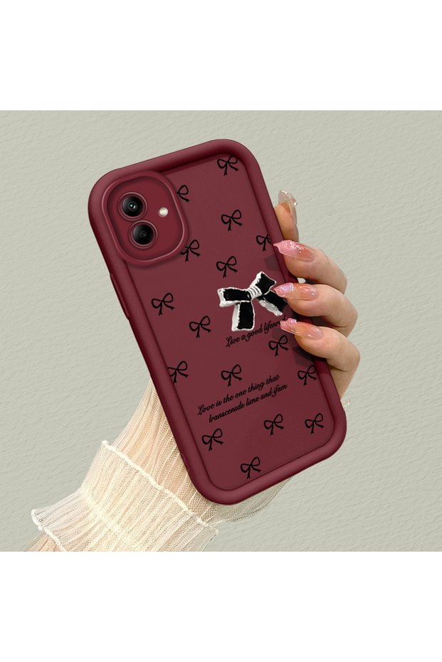 Samsung Galaxy A04 Compatible, Bow Ribbon Patterned Silicone Phone Case