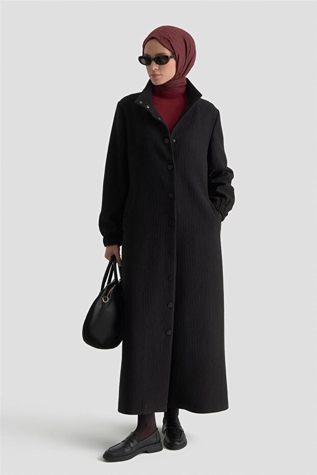 Basic Örme Pardesü Siyah - 1