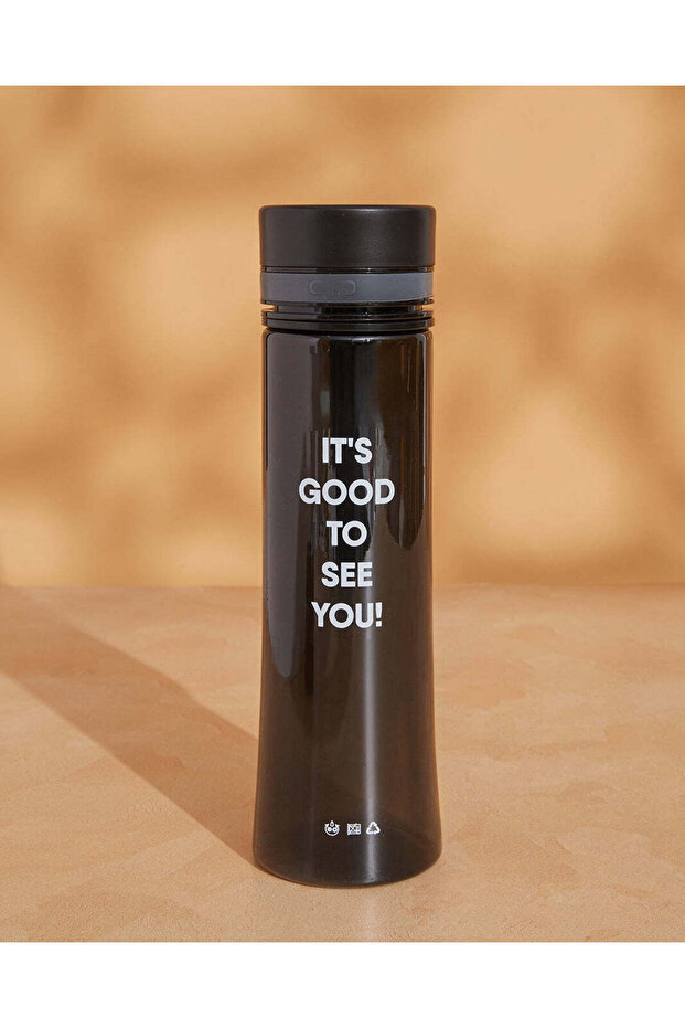 Black Printed Water Bottle