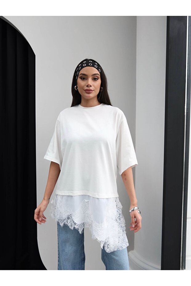 Dantel Detay Tshirt - 4