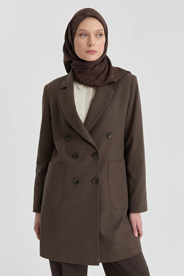 Blazer Ceket - Kahve - 3