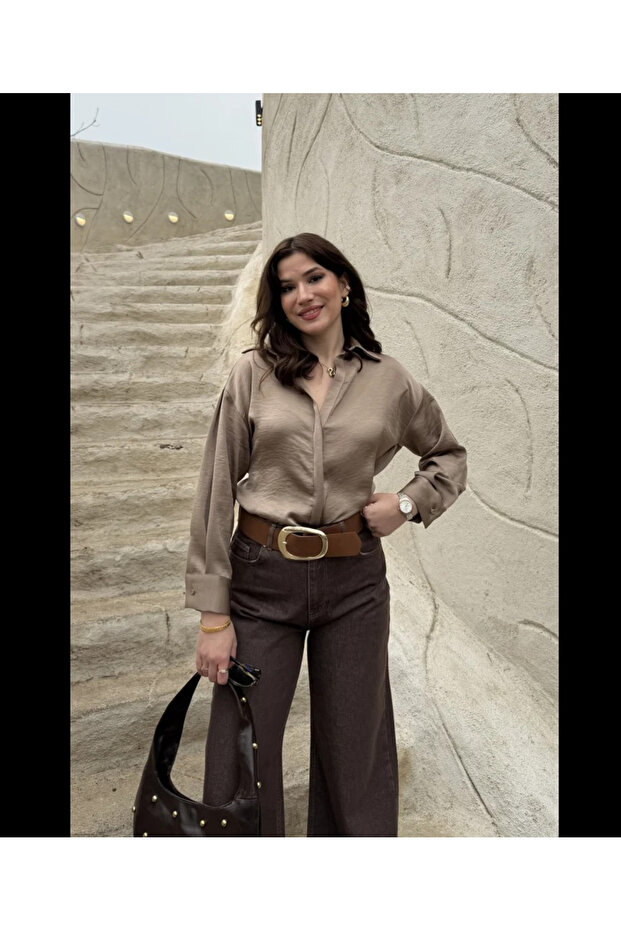 Mink Belted Satin Shirt - 5022