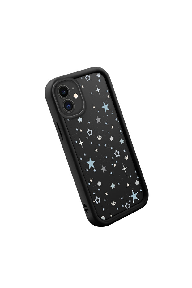 حافظة من السيليكون متوافقة مع هاتف iPhone 12، مقاومة للصدمات، لون أسود، نمط نجمة - 2