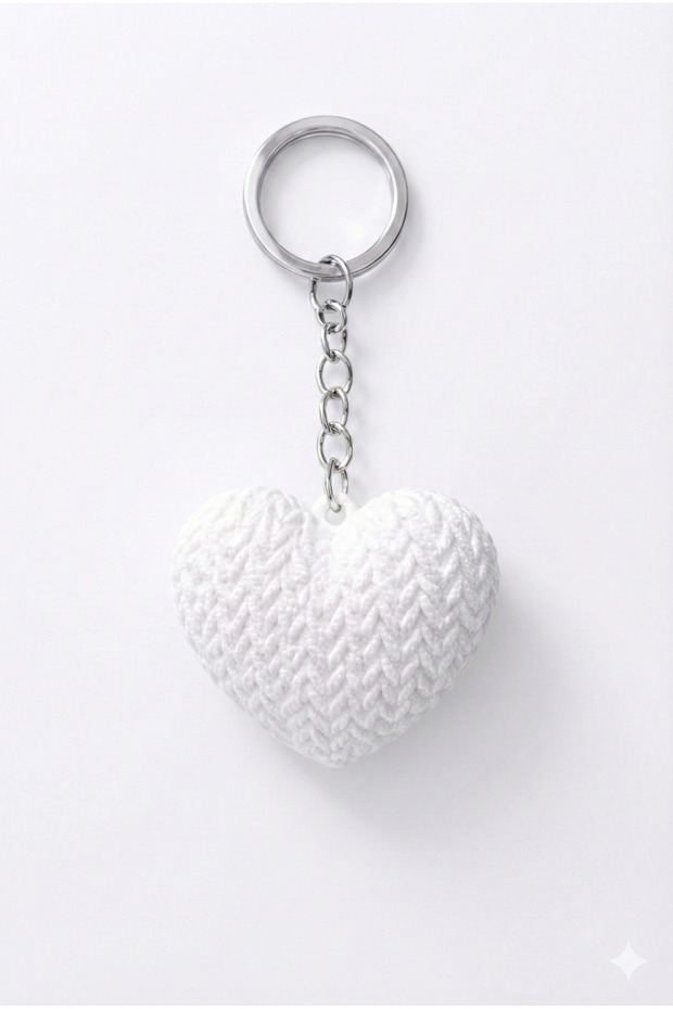 Red and White Heart Design Decorative Keychain – Valentine's Day Special