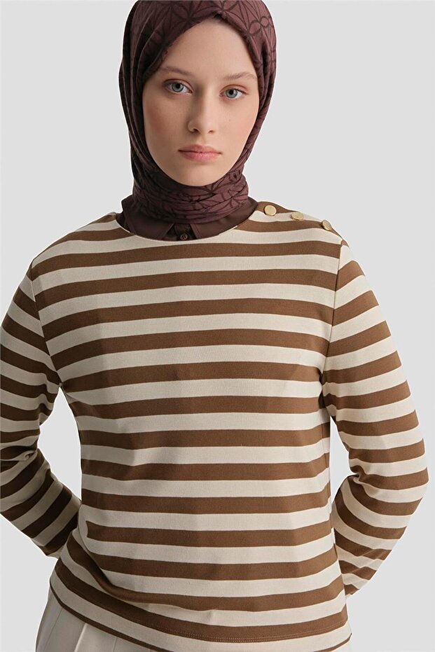 Çizgili Basic Badi Beyaz - 2