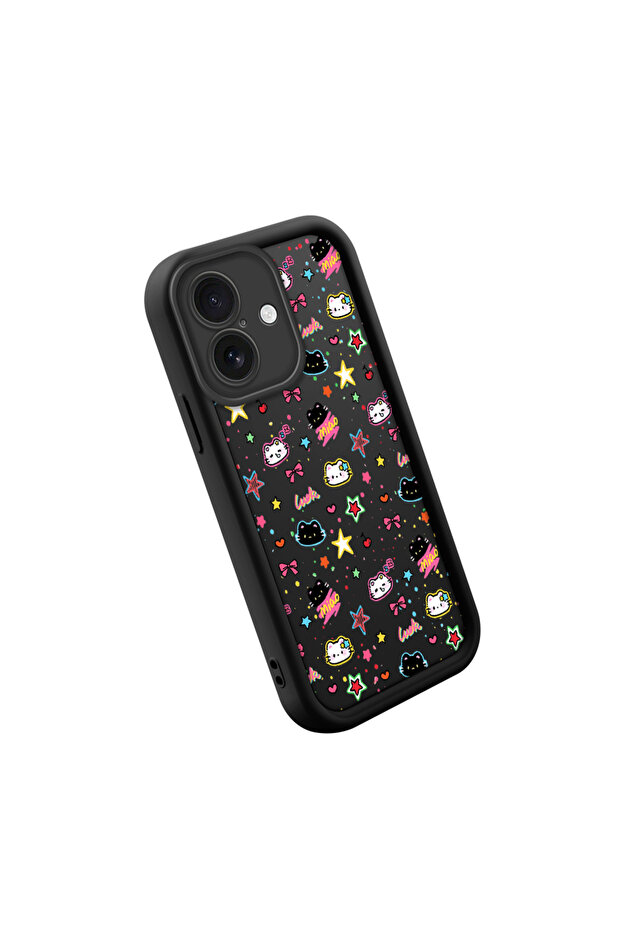 حافظة من السيليكون متوافقة مع هاتف iPhone 16، مقاومة للصدمات، لون أسود، نمط لطيف - 2