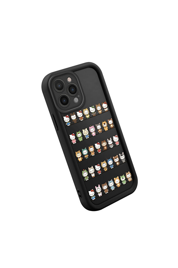 iPhone 16 Pro Max Compatible Silicone Material Shockproof Black Color Kitty Pattern Case - 2