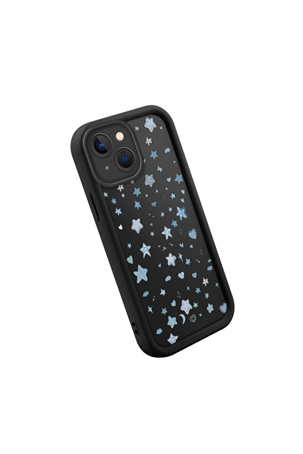 حافظة من السيليكون متوافقة مع هاتف iPhone 13، مقاومة للصدمات، لون أسود، نمط نجمة - 3