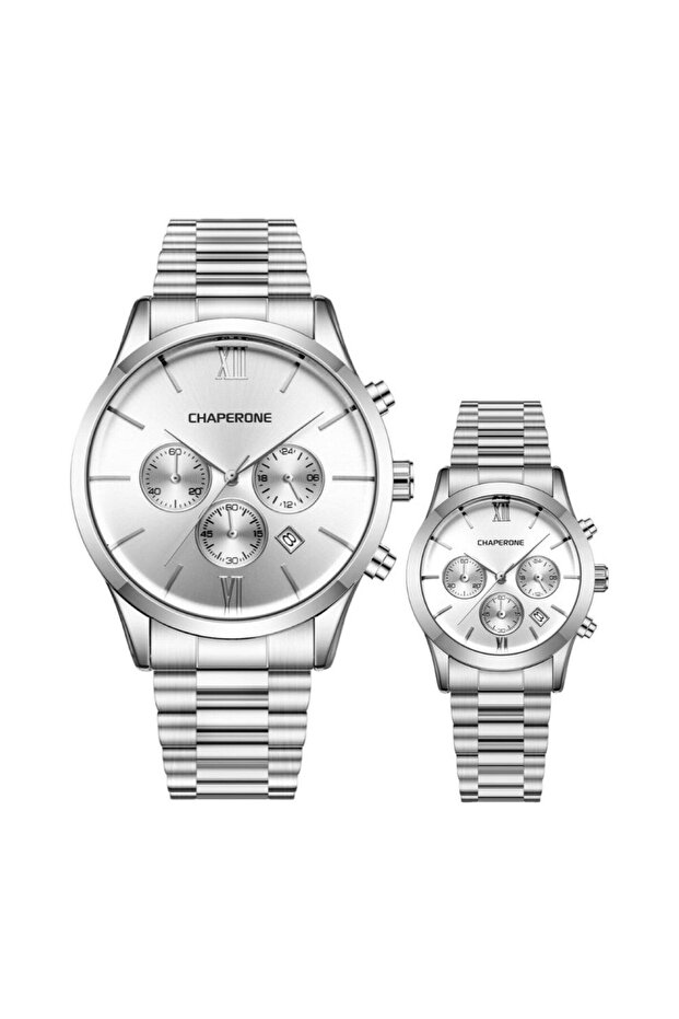 Marka Metal Kordonlu Çift Saati - 1