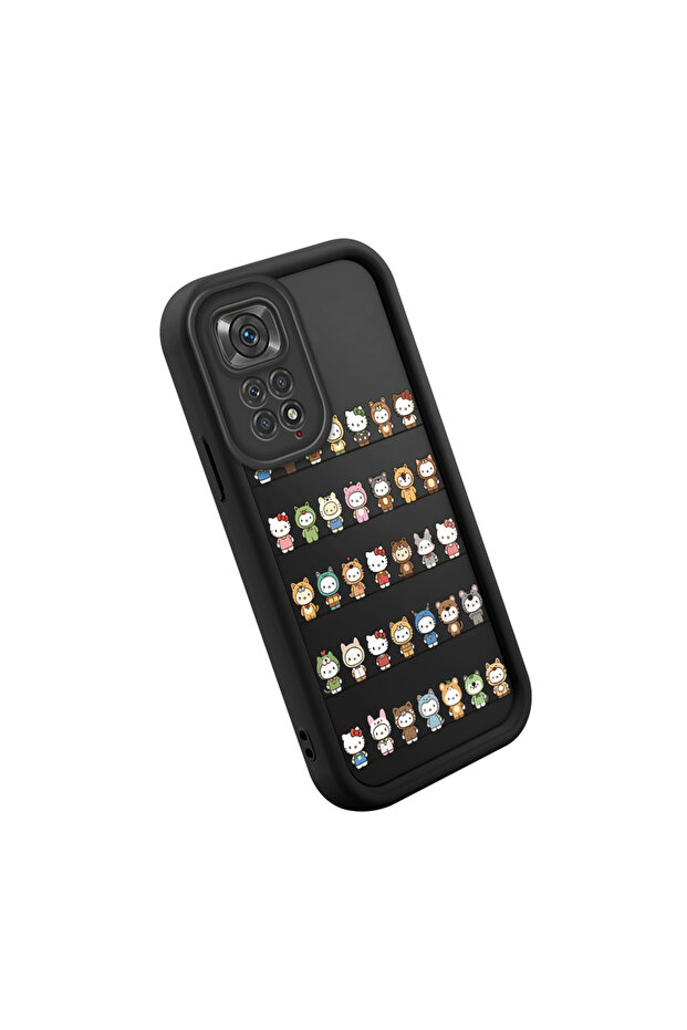 حافظة متوافقة مع هاتف Redmi Note 11S مصنوعة من مادة السيليكون المقاومة للصدمات باللون الأسود بنمط كيتي - 3