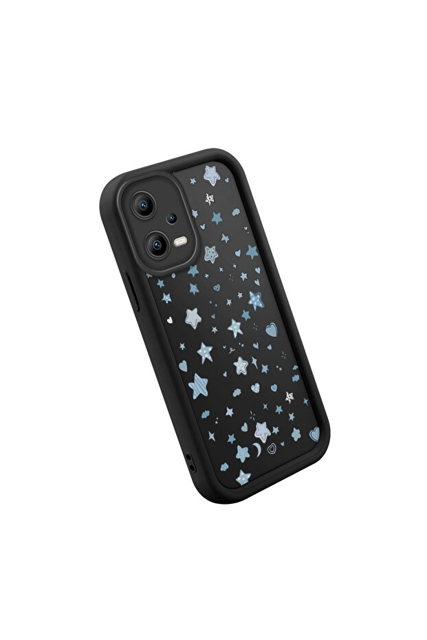 مادة السيليكون المتوافقة مع Poco X5، مقاومة للصدمات، لون أسود، نمط نجمة - 2