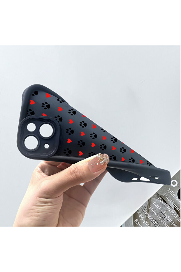 حافظة من السيليكون متوافقة مع هاتف iPhone 15 Plus، مقاومة للصدمات، لون أسود، بنمط لطيف - 5