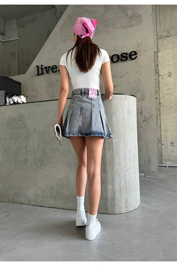 Pileli Mini Etek - 3