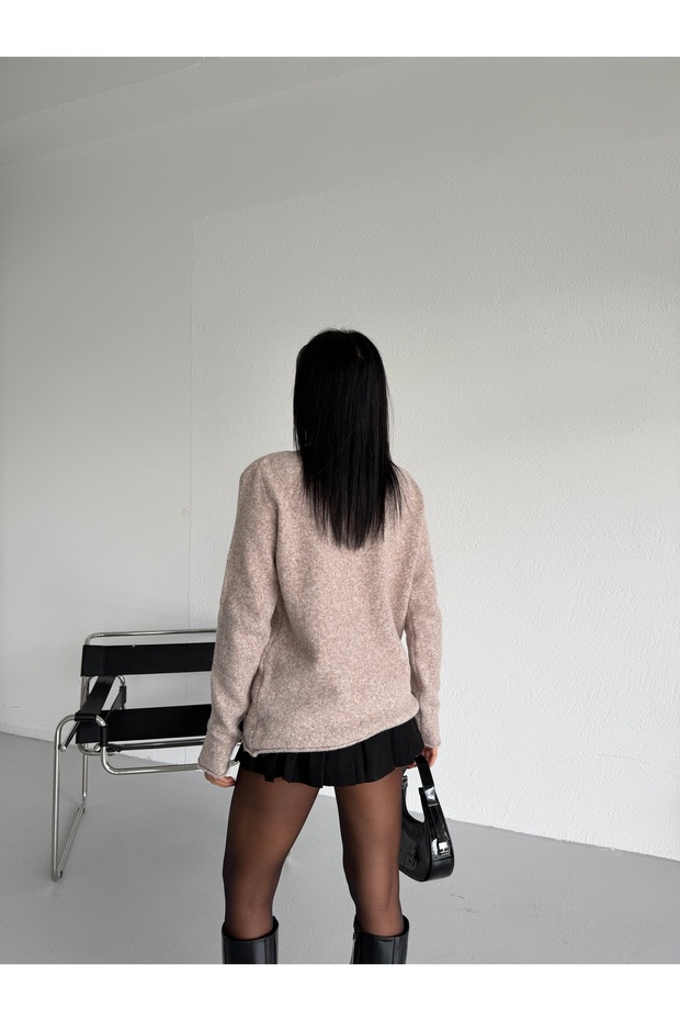 سترة أساسية من مزيج الصوف بياقة قاربية - 3