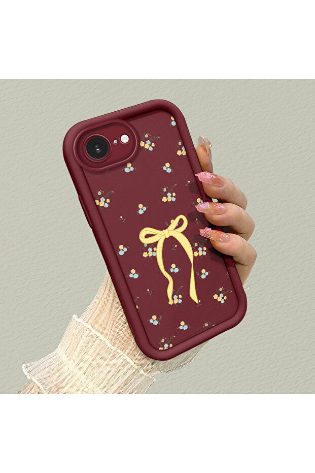 حافظة بتصميم على شكل قوس من السيليكون الأحمر المقاوم للصدمات ومتوافقة مع iPhone 16e مع حماية للعدسة - 1