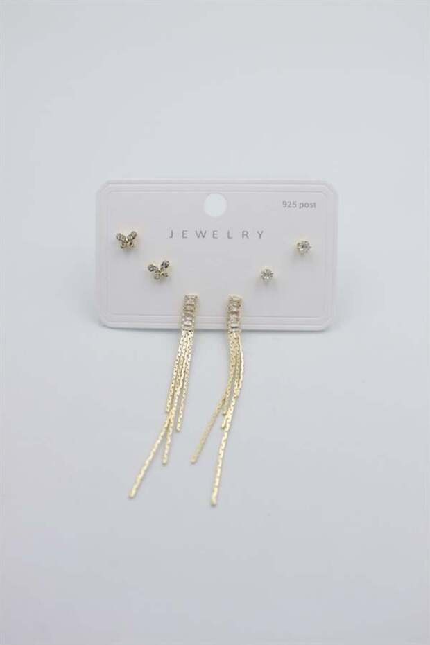 مجموعة أقراط متعددة - ذهبي - 1