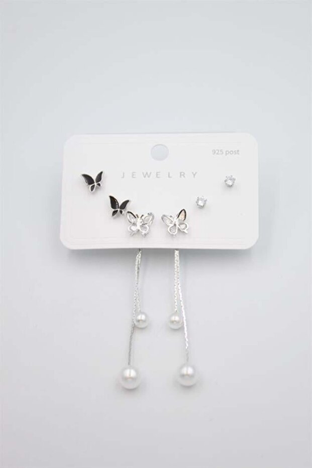 مجموعة متعددة من الأقراط - فضية - 1