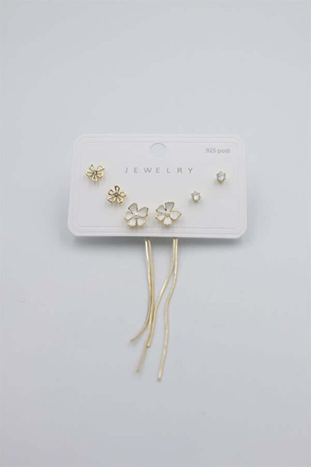 مجموعة أقراط متعددة - ذهبي - 1