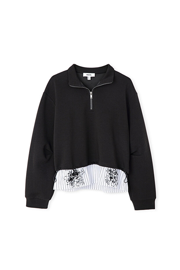 Çift parça görünüm sweatshirt - 3