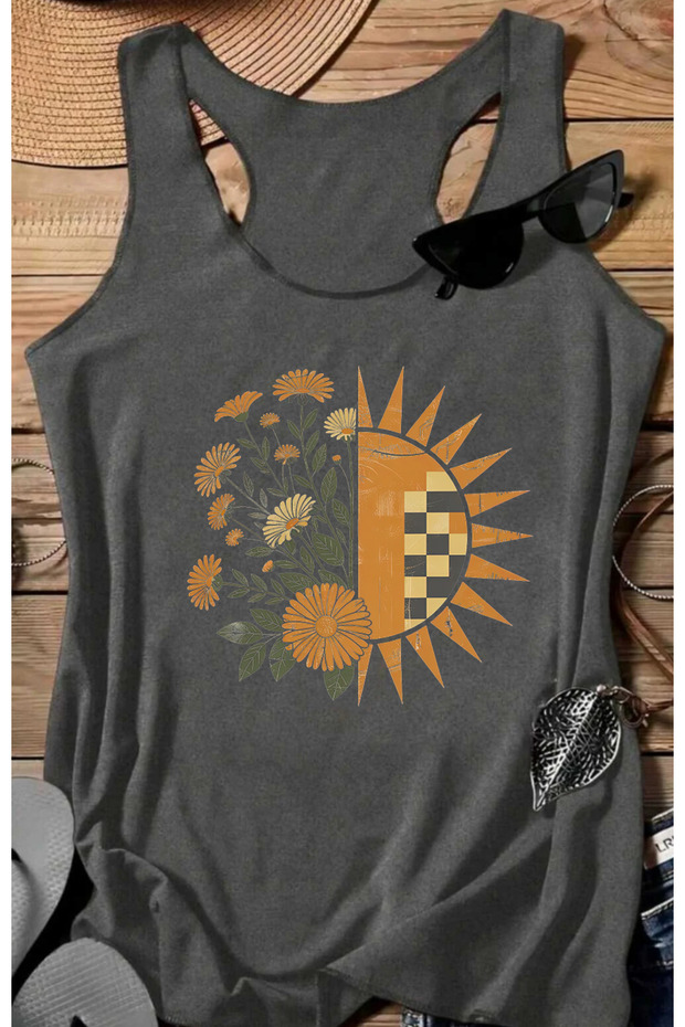 Retro Sun Printed Swimmer Women's T-Shirt
