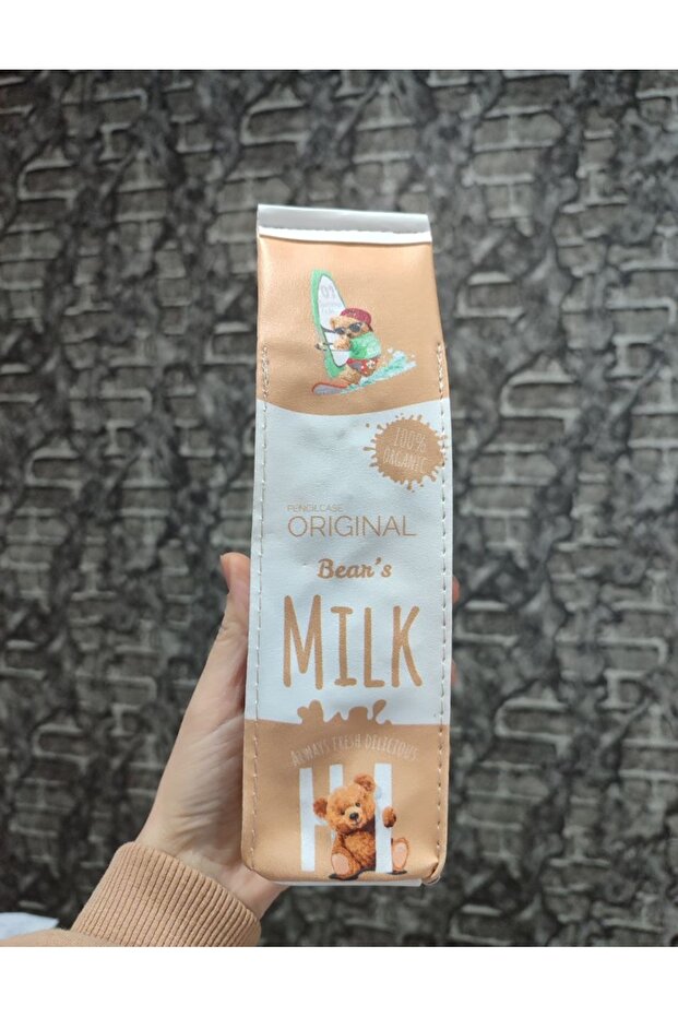 Teddy Bear Milk Box Model Pencil Case Pen Holder 21.5X5.5 cm