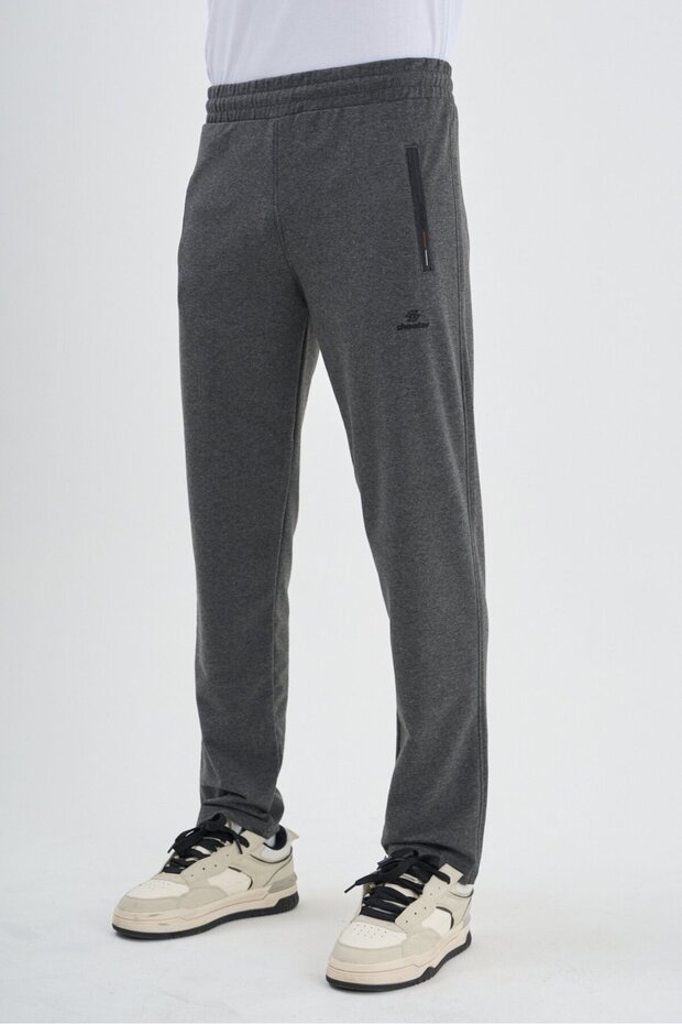 Anthracite Men's Sweatpants with Zipper and Three Pockets, Comfortable Fit, Classic Leg