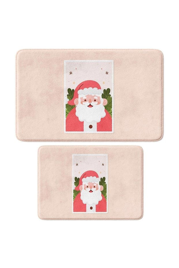 Cute Printed 2-Piece Christmas Decor Bath Mat Set - 50x80cm and 40x60cm