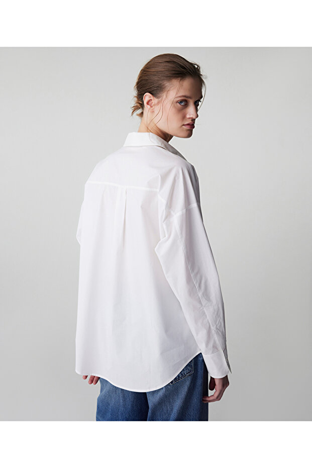 Nakışlı poplin gömlek - 7