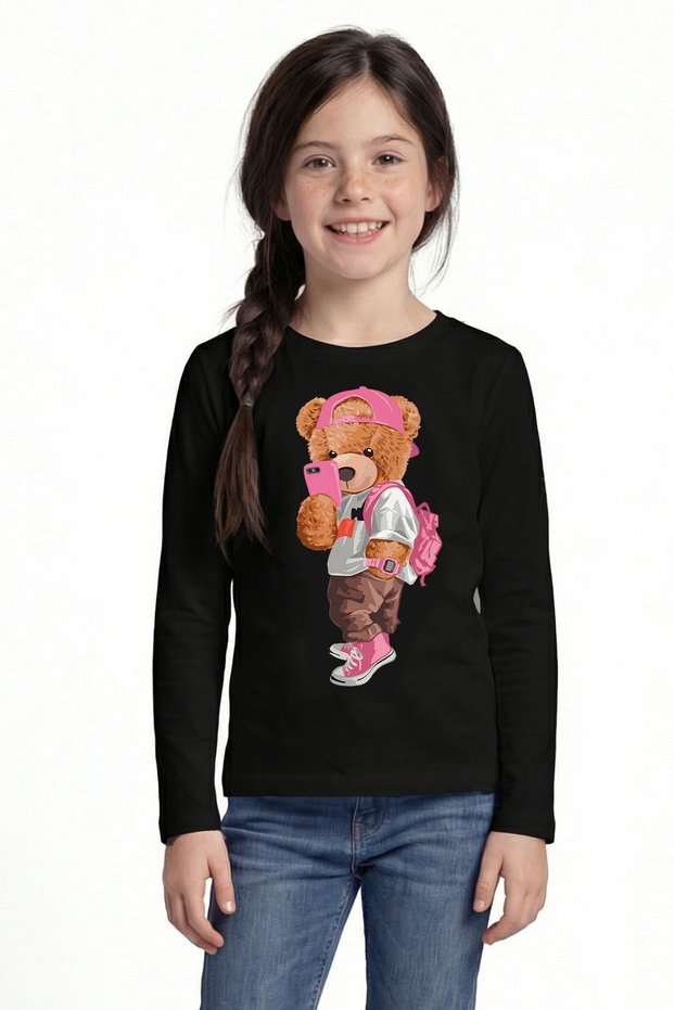 Printed Long Sleeve Girls' T-Shirt B1