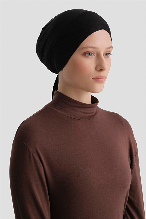 Tüllü Çapraz Bone Siyah - 2