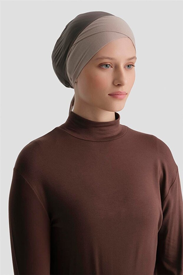 Tüllü Çapraz Bone AÇIK VİZON - 1