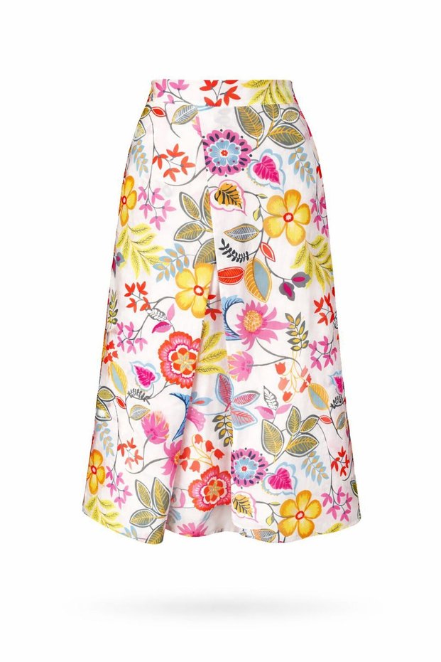 Women's High-Waist Multicolor Lined Pocketed Pleated Modern Skirt
