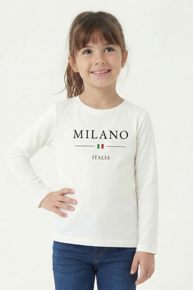 Printed Long Sleeve Girls' T-Shirt B6